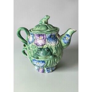 Jeanette Adams for Silvestri Frog and Iris Ceramic Tea For One Stacking Set